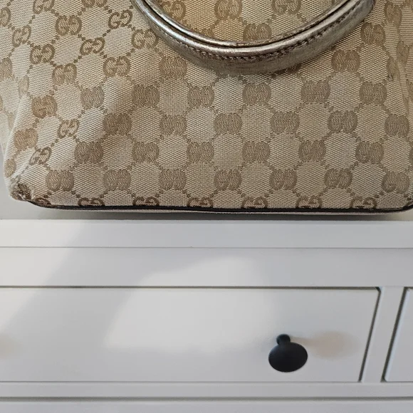 Gucci Tote Sherry Line Pink/Tan Webbing - Picture 7 of 10